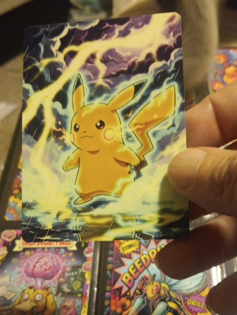 Pikachu Holographic Trading Card - Yellow Lightning Artwork